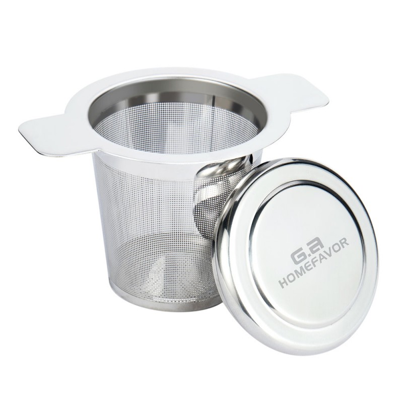 Tea Filter FDA Approved 304 Stainless Steel Tea Infuser Mesh Strainer with Lid and Handle