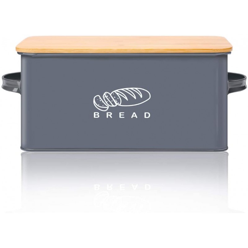 Bread Box for Kitchen, Bread Bin, Bread Holder with Bamboo Lid, 11.56"6.7"5.5", Grey