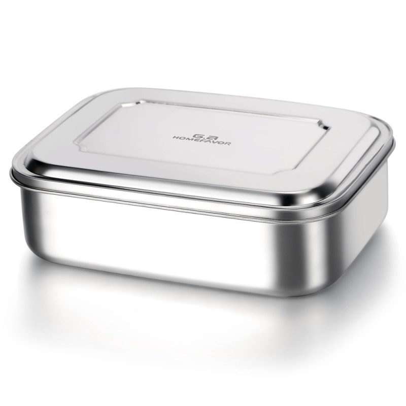 G.a HOMEFAVOR Divided Stainless Steel Bento Lunch Box with 3 Compartments Design, Large 1800ML Metal Lunch Box for Kids or Adults- BPA-Free-Dishwasher Safe - Stainless Lid - All Stainless