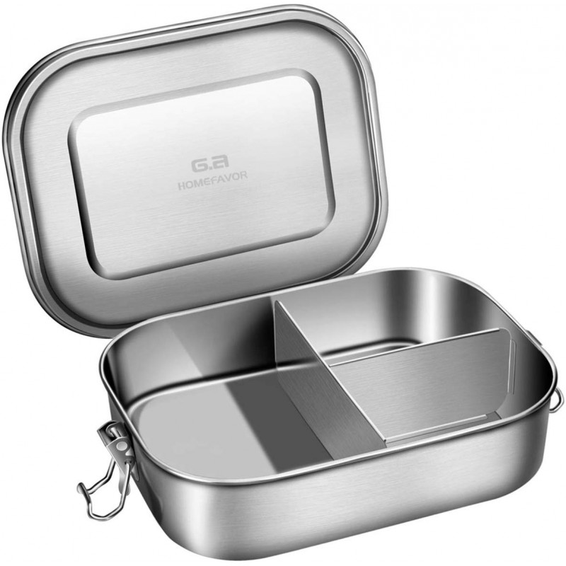 Stainless Steel Bento Lunch Box, Three Section Design for Sandwich, Pasta and Fruit 1400ML - Metal Bento Lunch Box for Adults or Kids, Dishwasher Safe