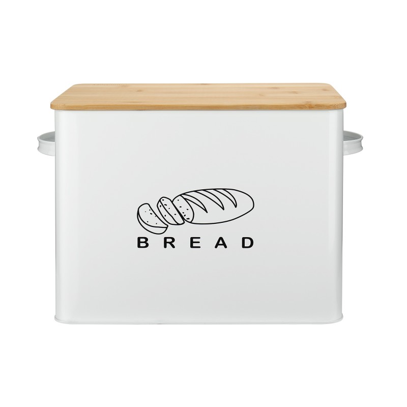 Bread Box, G.a HOMEFAVOR Extra Large Metal Bread Bin with Bamboo Lid, High Capacity Bread Storage Bin for Kitchen Countertop , Holds 2+ Loaves, 13"*7.5"*10", White